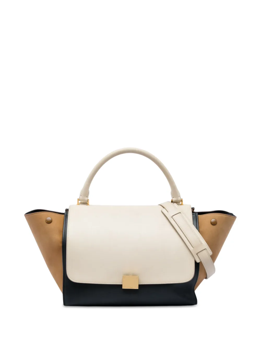 Celine Pre-Owned 2015 Medium Tricolor Leather Trapeze satchel - Nero