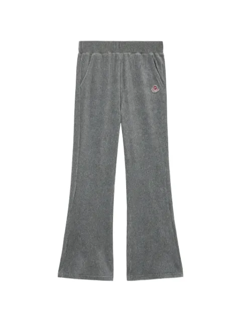 FINGERCROXX ribbed-knit logo-patch flared trousers