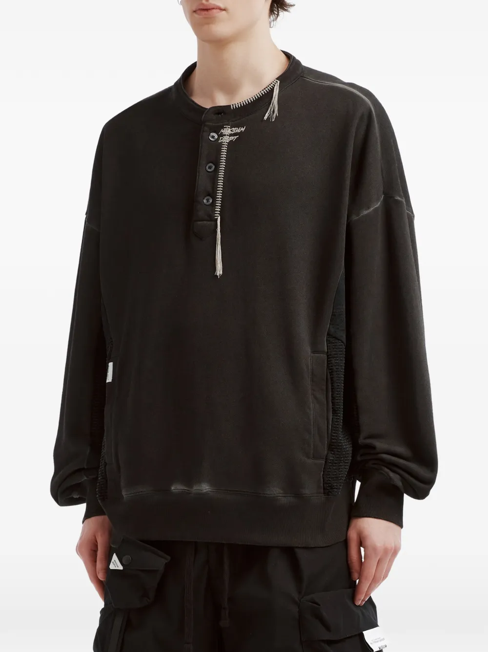 Musium Div. Sweater met geborduurde vlakken Zwart