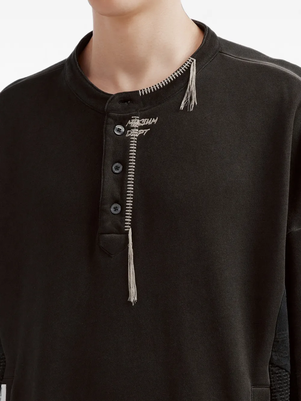 Musium Div. Sweater met geborduurde vlakken Zwart