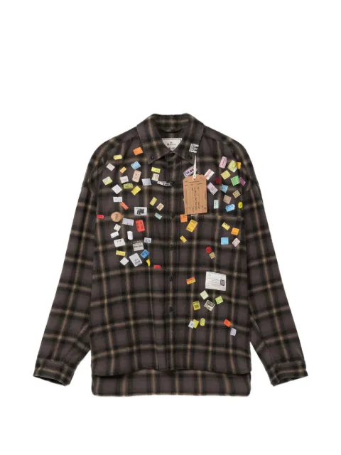 Maison MIHARA YASUHIRO price sticker printed check shirt