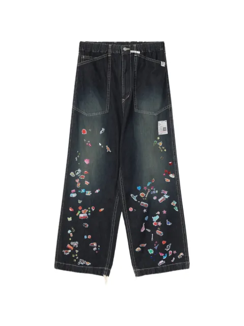 Maison MIHARA YASUHIRO Kids Sticker-printed Baker denim pants