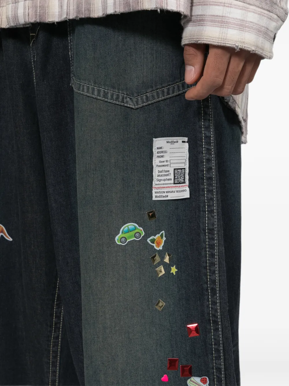 Maison MIHARA YASUHIRO Kids Baker denim broek met print Blauw
