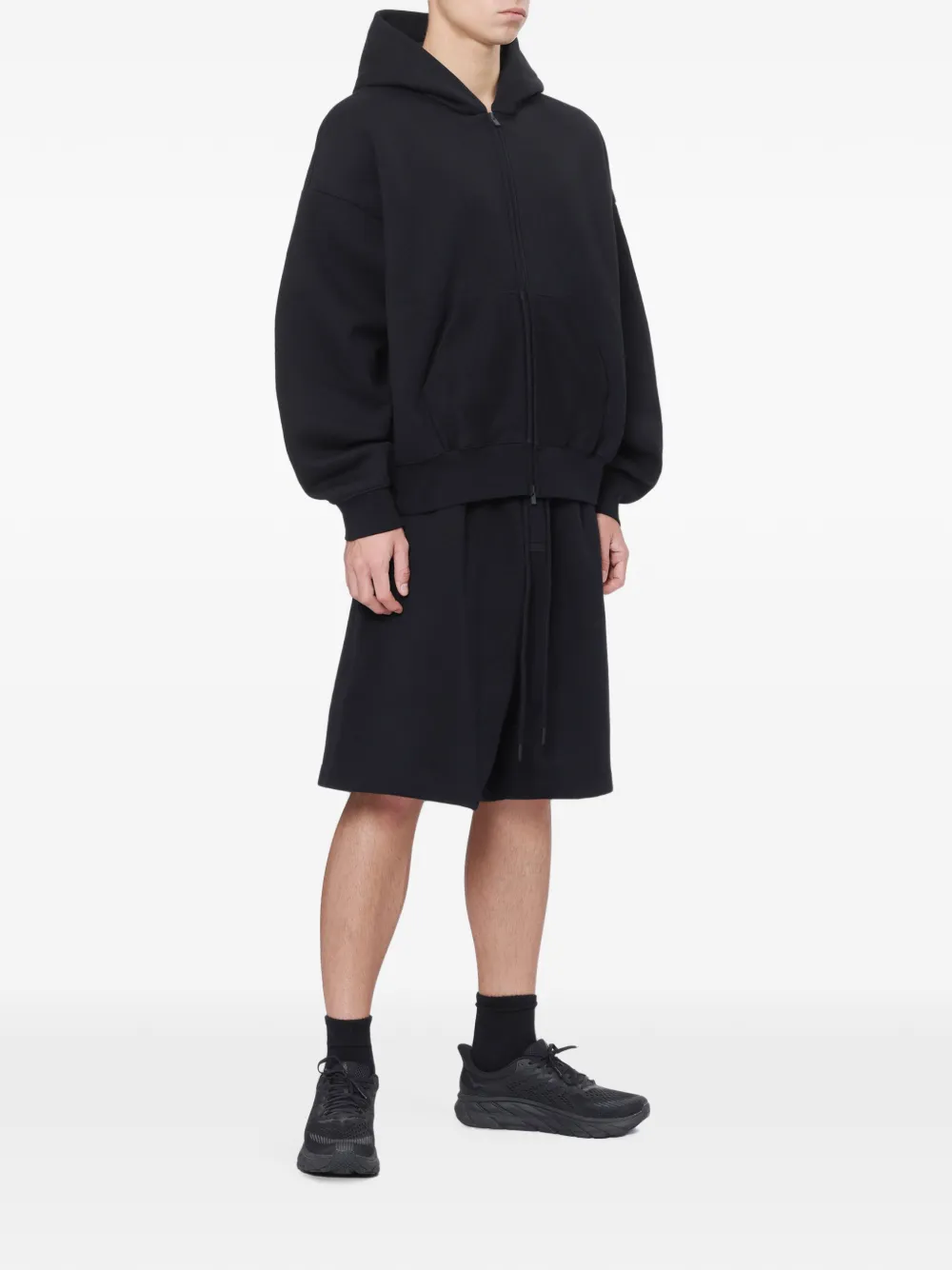 FEAR OF GOD ESSENTIALS hoodie met logo-print en rits Zwart