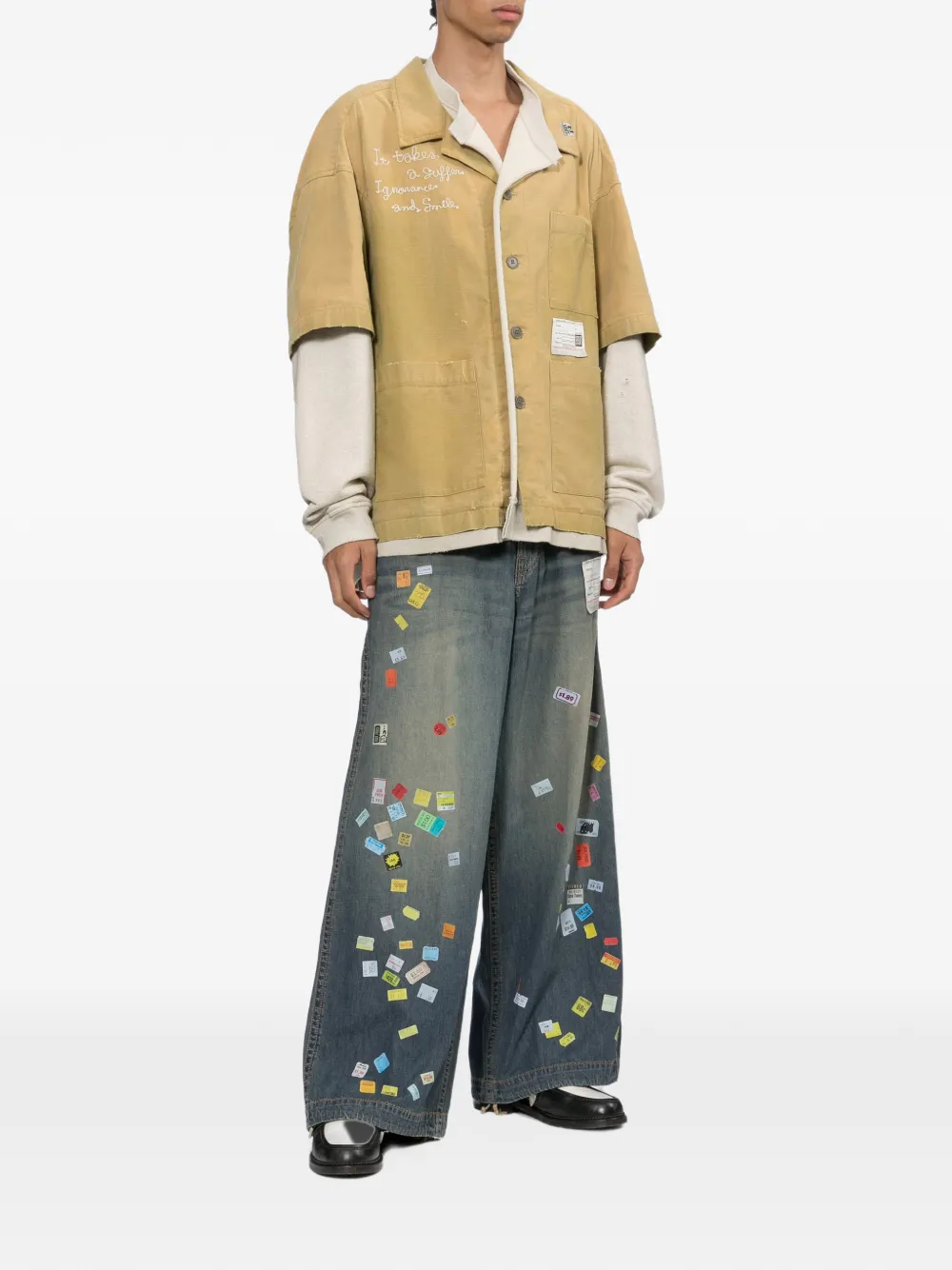 Maison MIHARA YASUHIRO Gelaagd overhemd met pullover Geel