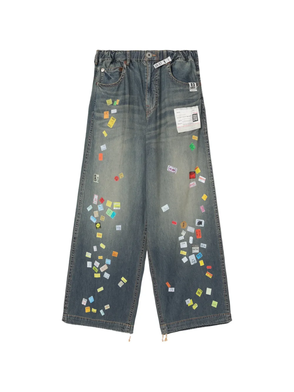 Maison MIHARA YASUHIRO Price Tag Sticker-printed wide denim pants - Blu