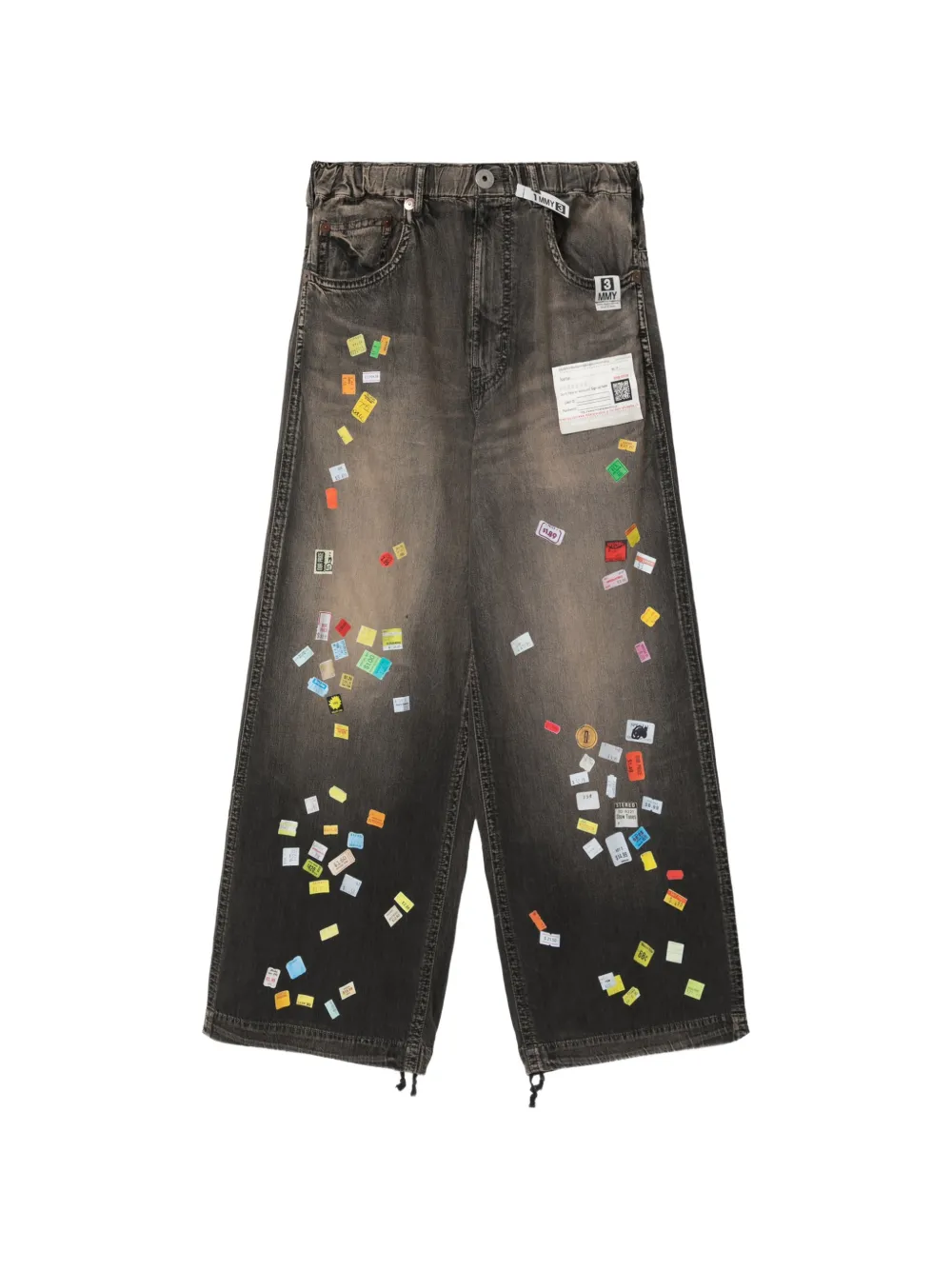 Maison MIHARA YASUHIRO Price Tag Sticker-printed wide denim pants - Nero