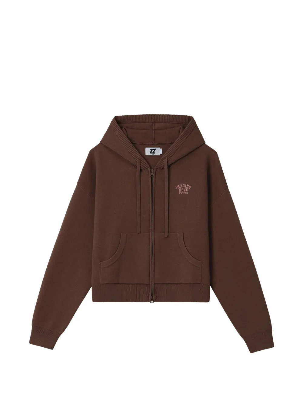 izzue logo-embroidered zip-up hoodie - Marrone