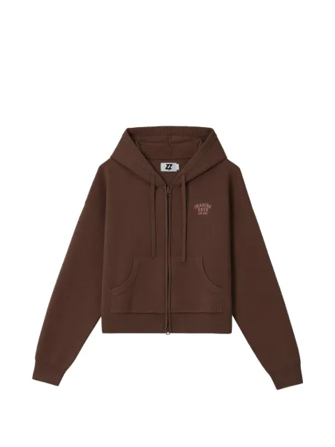 izzue logo-embroidered zip-up hoodie