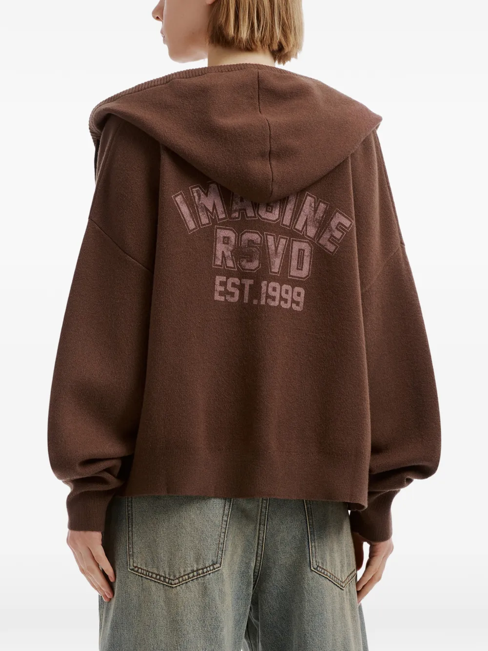 izzue logo-embroidered zip-up hoodie Bruin