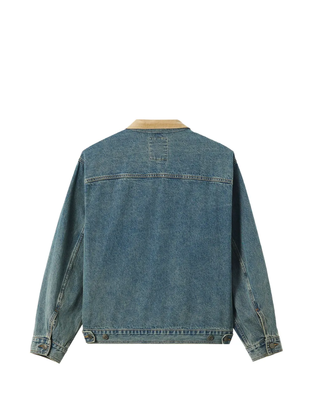 CHOCOOLATE corduroy-collar zip-up denim jacket Blauw