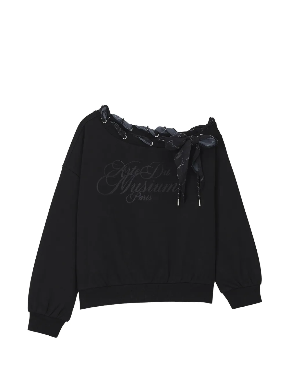 Musium Div. Bow-detail Off-shoulder Sweater In Black