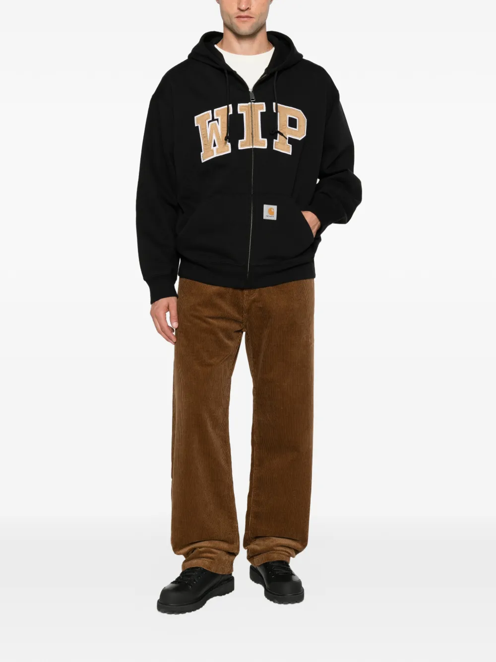 Carhartt WIP Hoodie met logo-applicatie en rits Zwart
