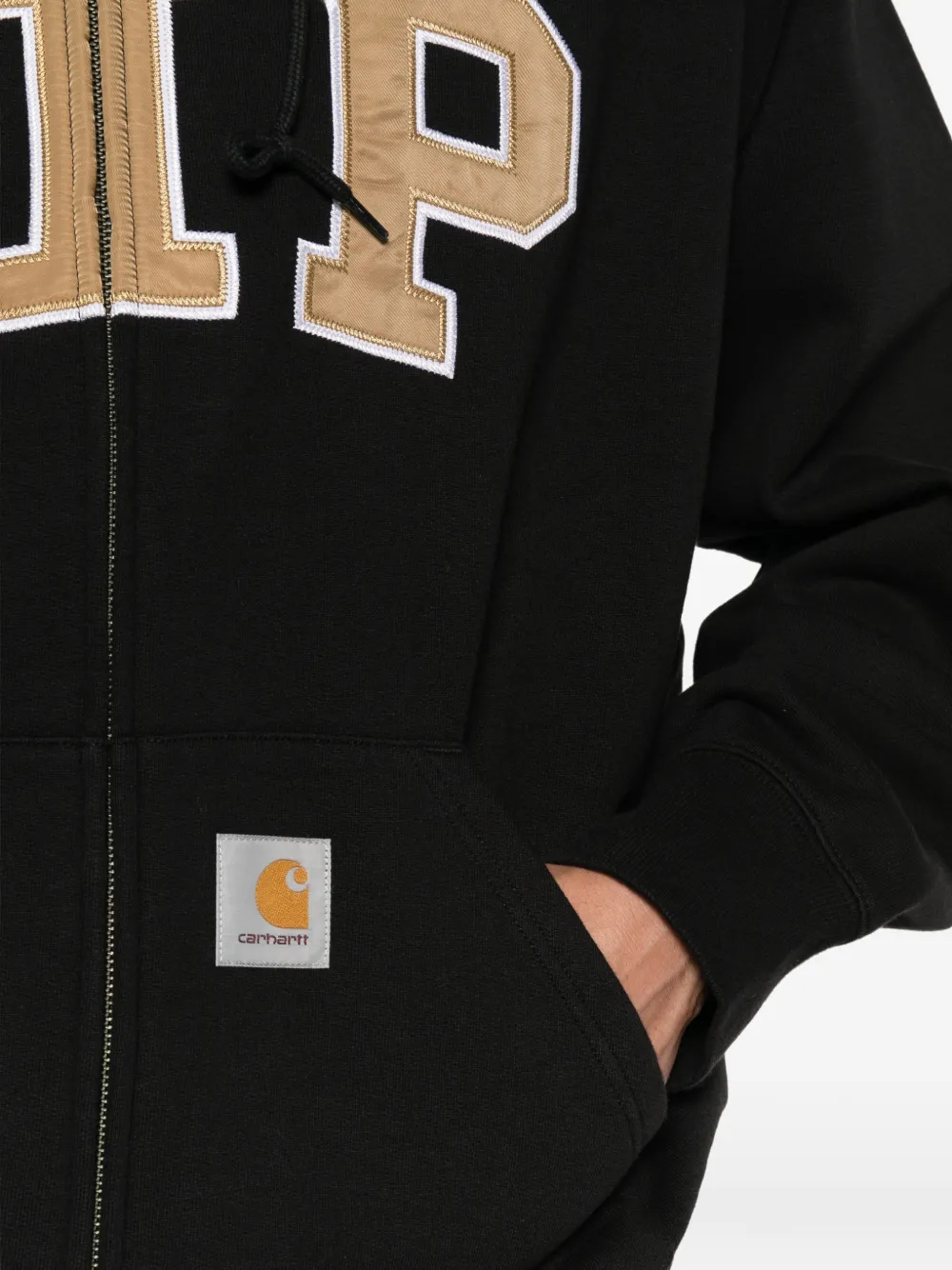 Carhartt WIP Hoodie met logo-applicatie en rits Zwart