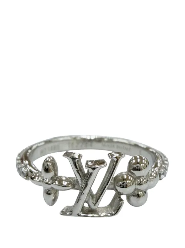 Louis Vuitton Pre-owned 2024 Palladium Plated and Strass LV Iconic Ring Metal Costume Ring in Silver