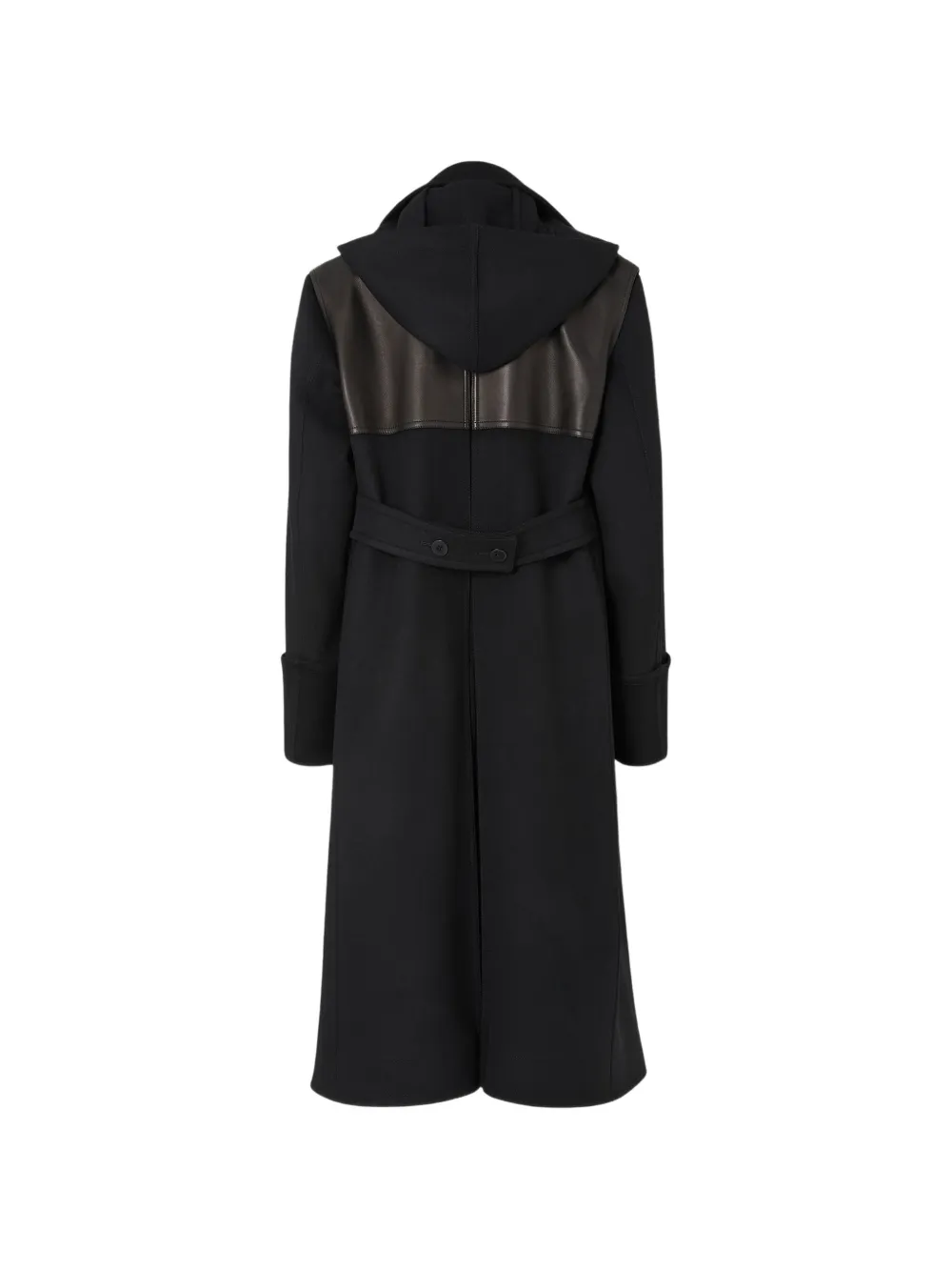 FENDI Parka met leren vlakken en dubbele rij knopen Zwart