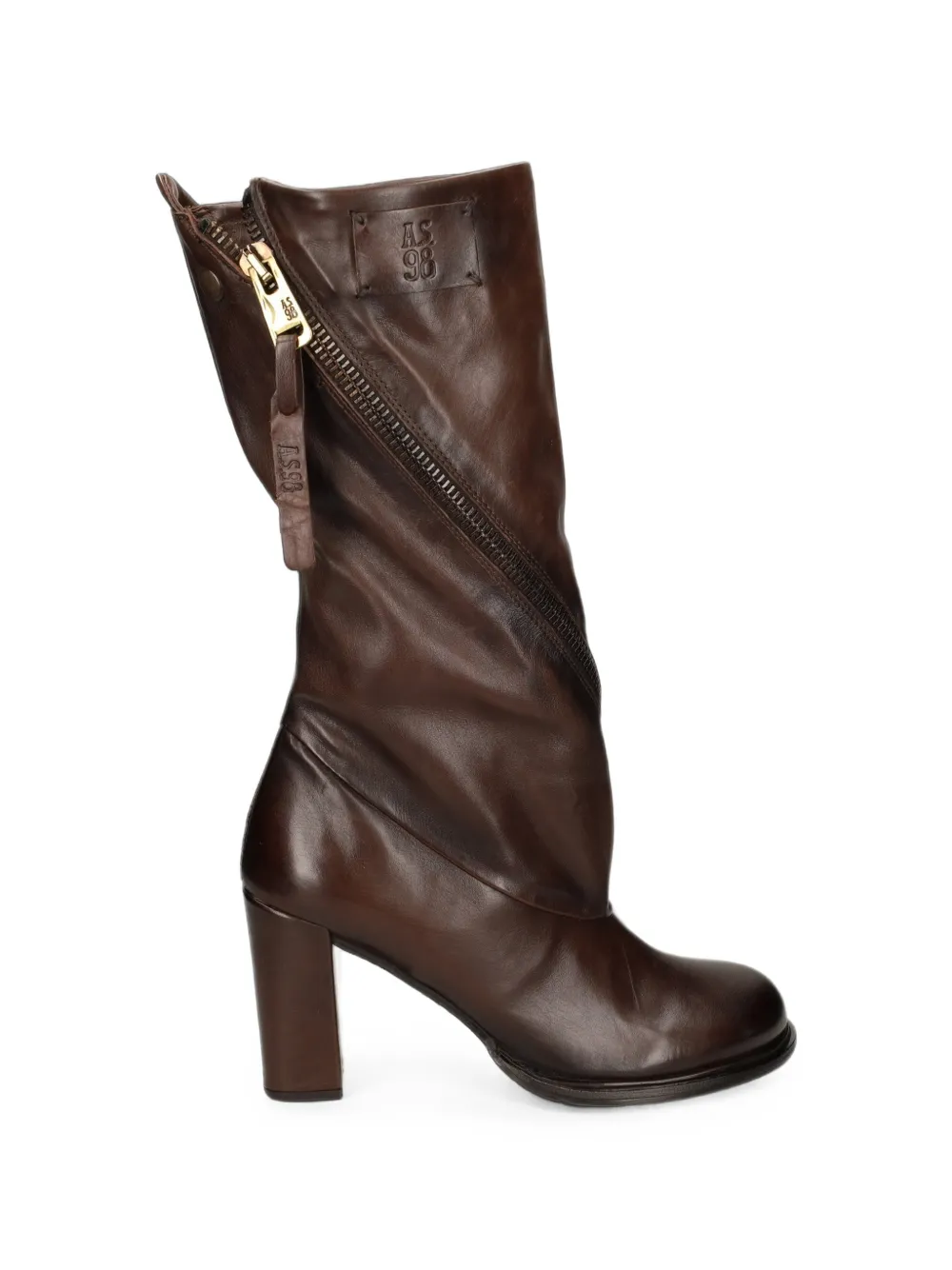 A.S.98 bottines Larkin à talon et détail de zip - Marron A.S.98 bottines Larkin à talon et détail de zip - Marron