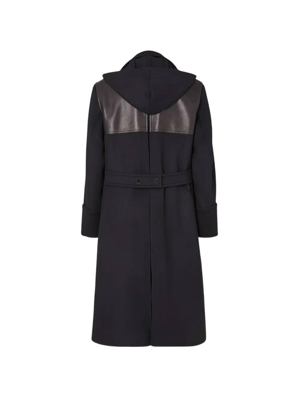 FENDI Parka met leren vlakken en dubbele rij knopen Zwart