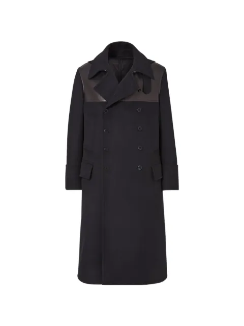FENDI leather-panelled double-breasted parka