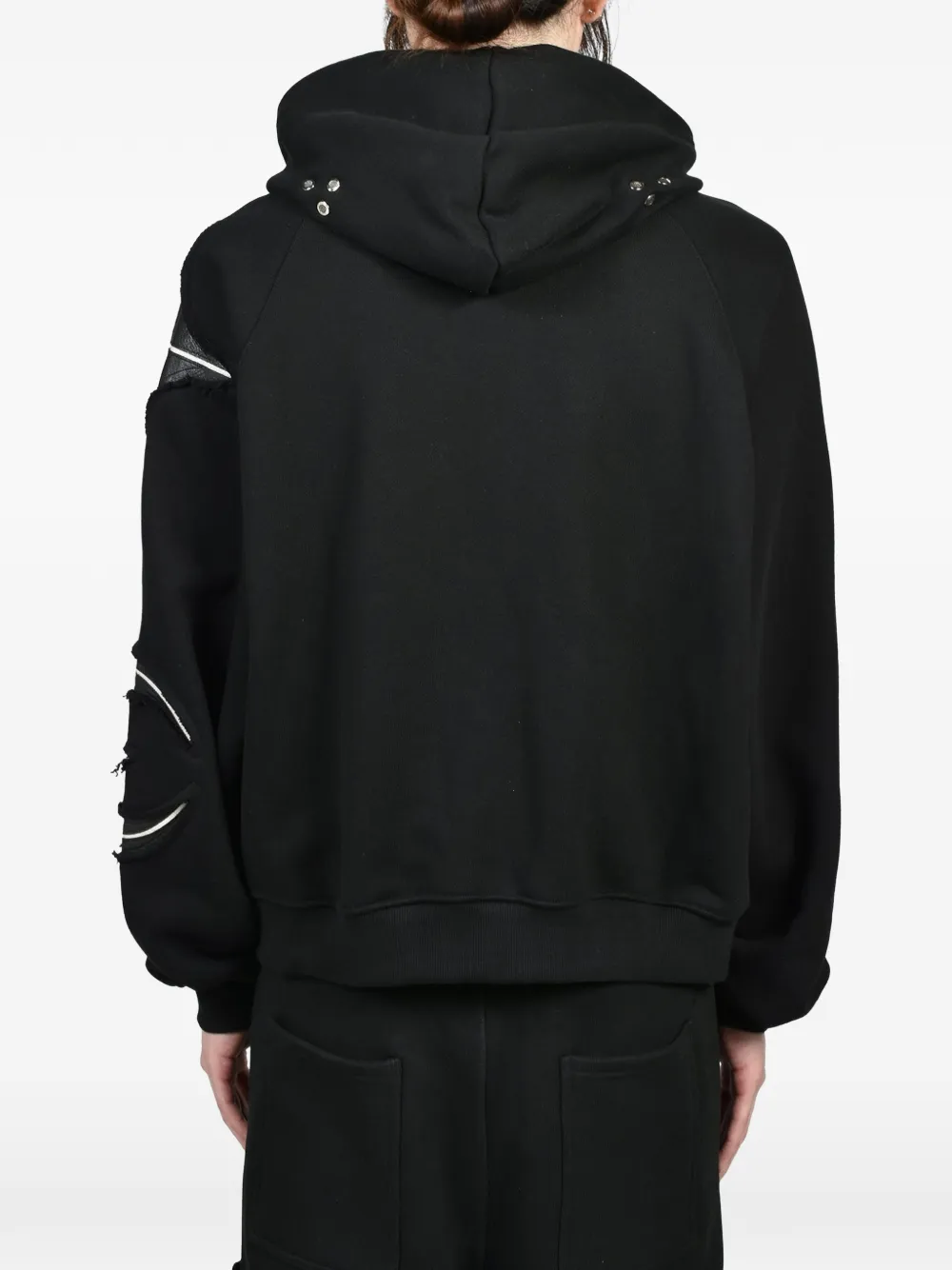 THUG CLUB New Rock hoodie met leren vlakken Zwart