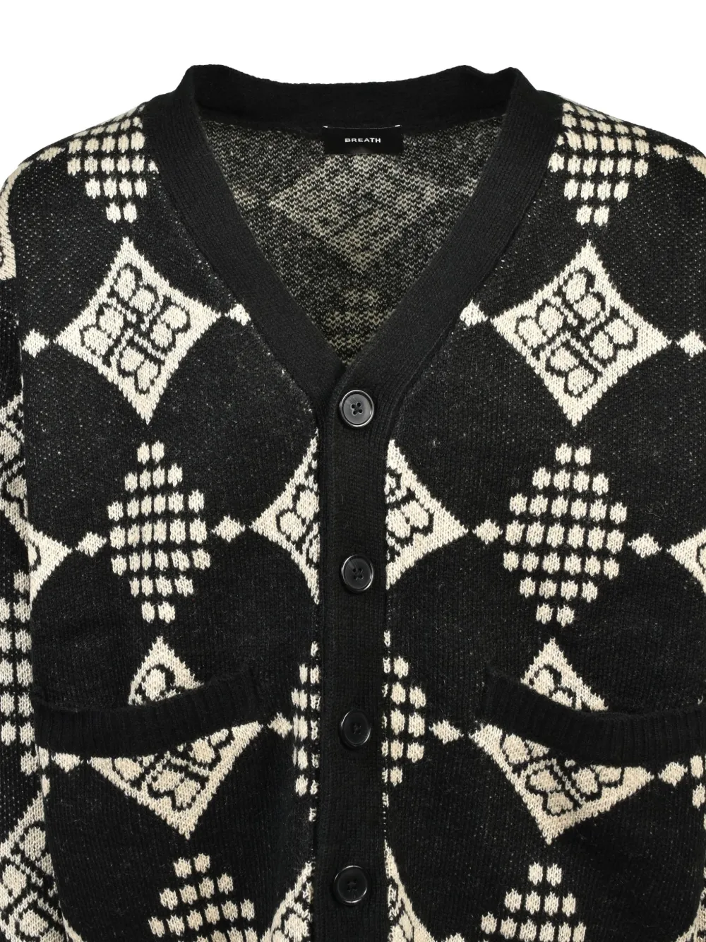 BREATH Vest met diamantbreisel en geometrisch patroon Zwart