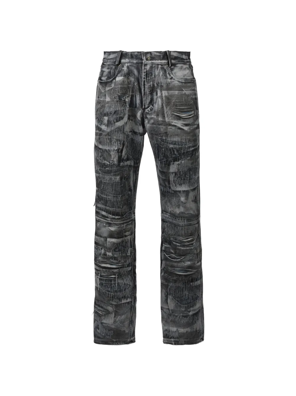 424 distressed leather trousers