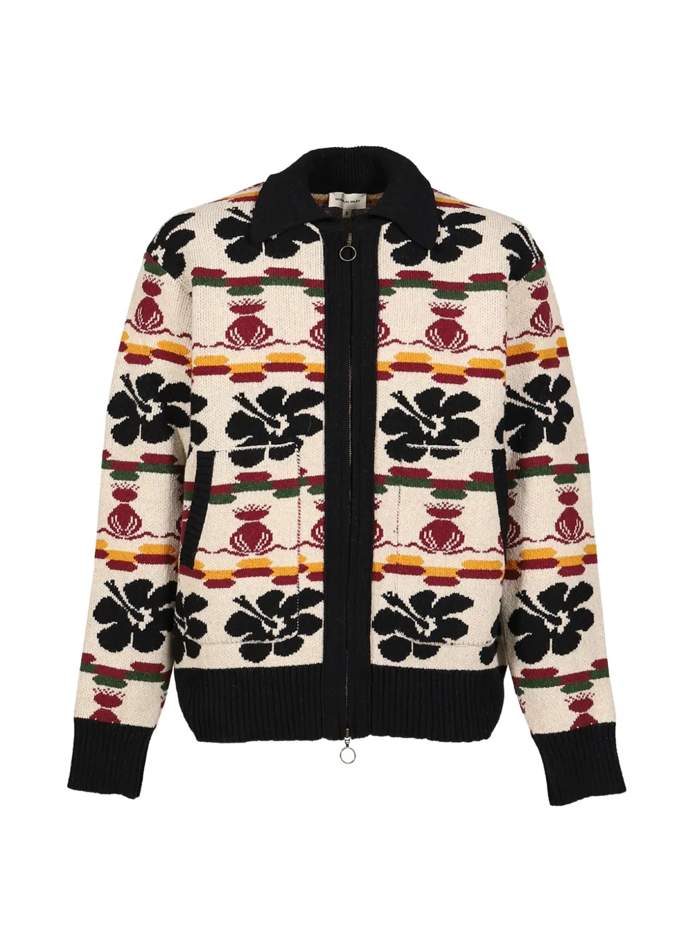 Nicholas Daley Hibiscus Intarsia-knit Cardigan In Neutrals