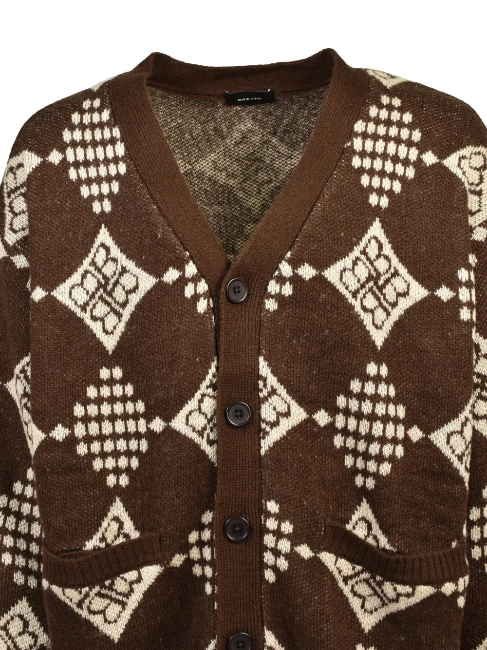 BREATH Gebreid vest met diamantpatroon Bruin