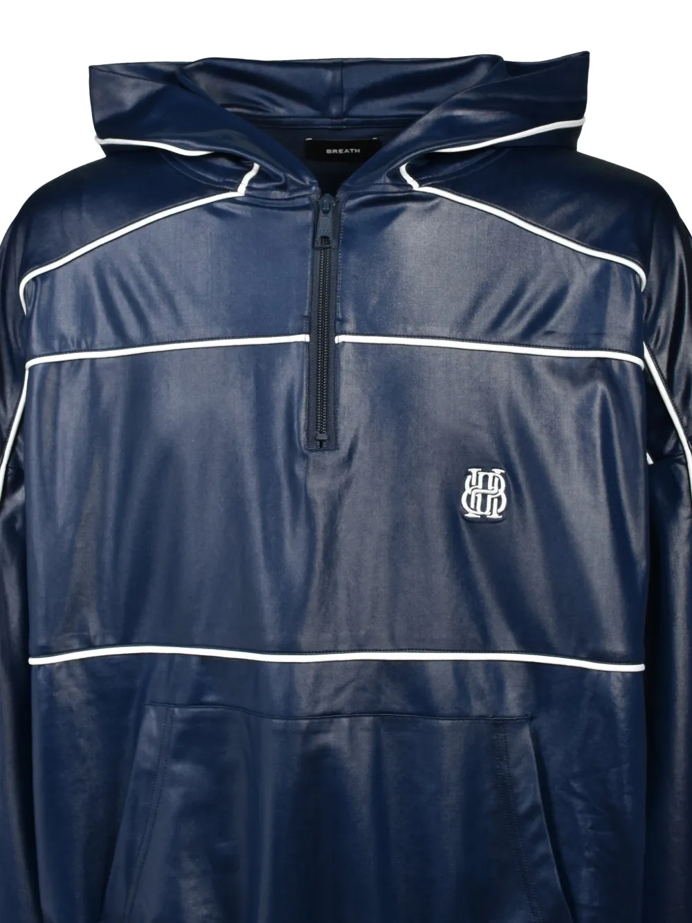 BREATH Hoodie met halve rits en biezen Blauw