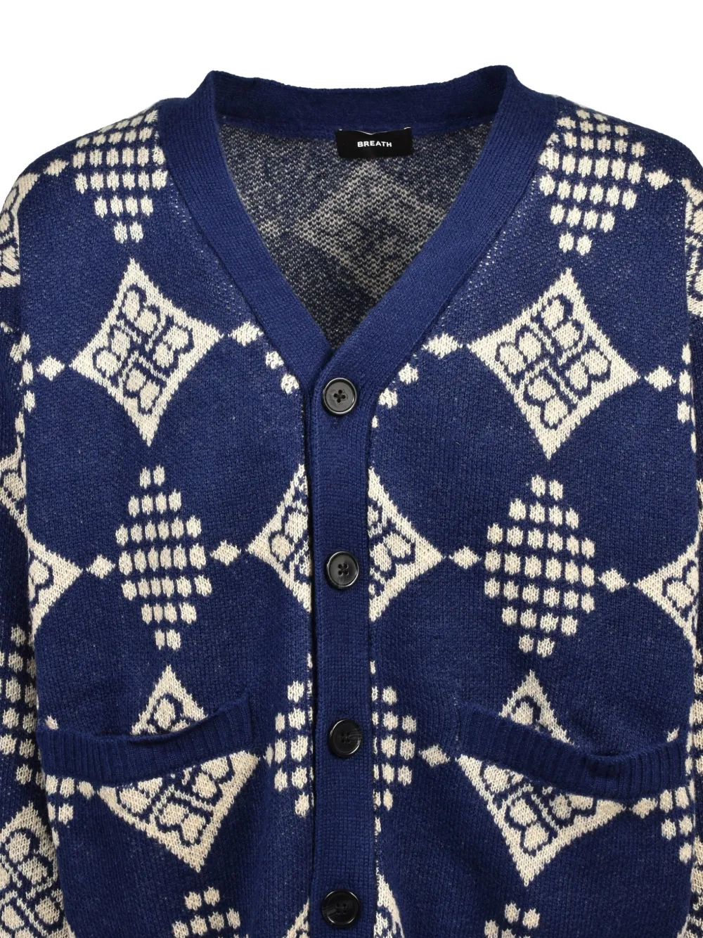 BREATH Gebreid vest met diamantpatroon Blauw