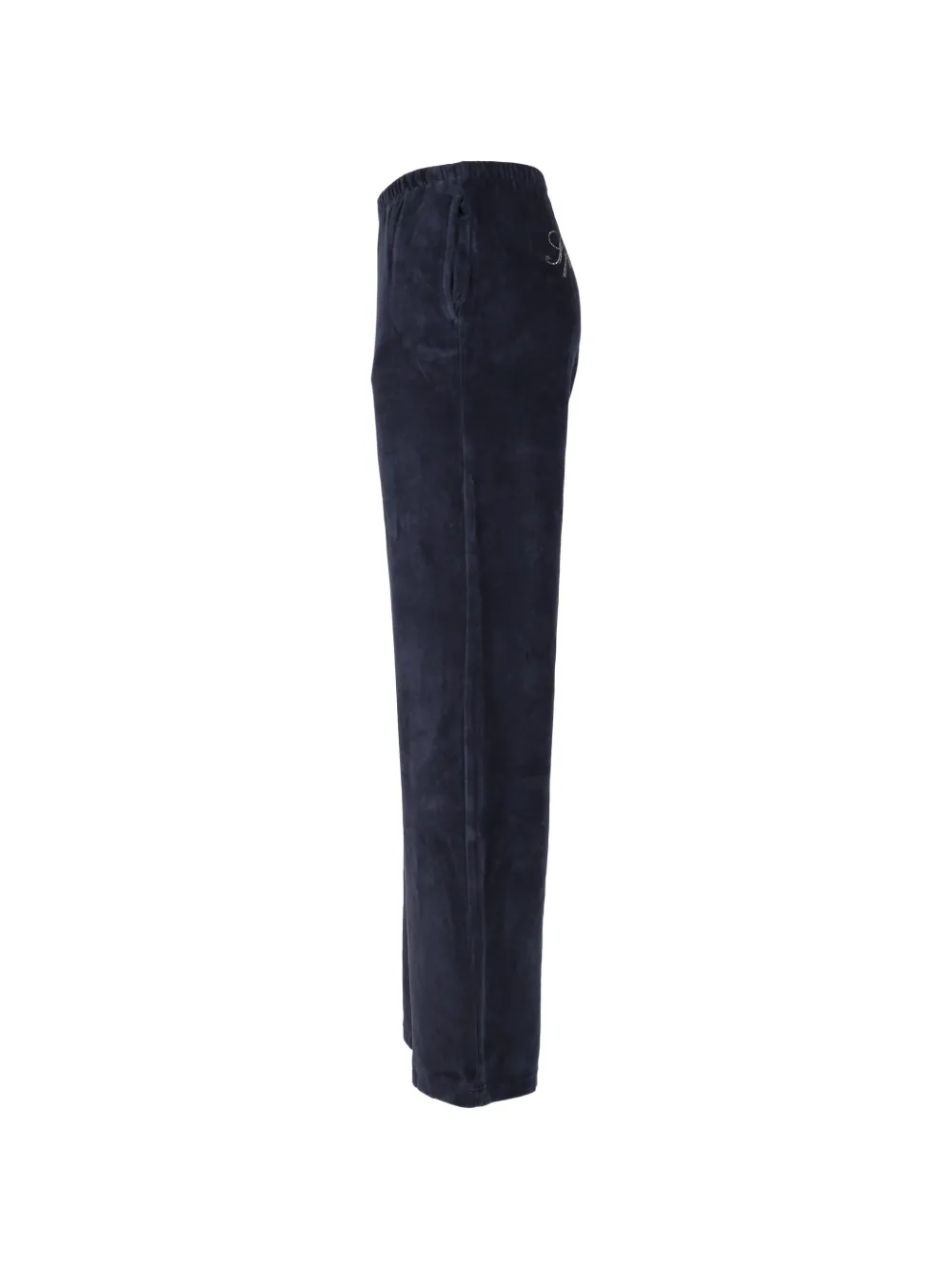 Sporty & Rich Fluwelen trainingsbroek met kristallen logo Blauw