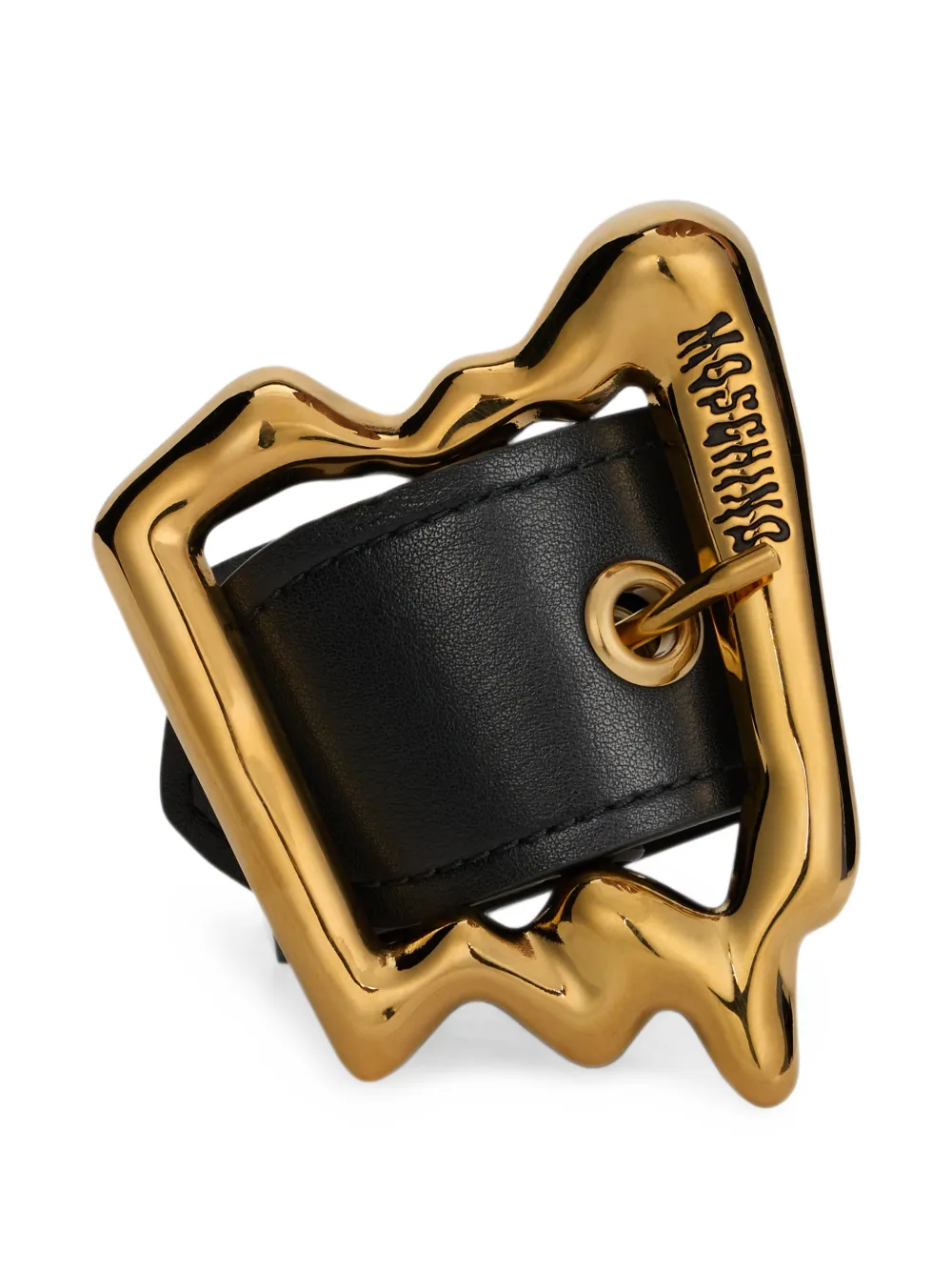 Moschino Logo-engraved Belt In Gold