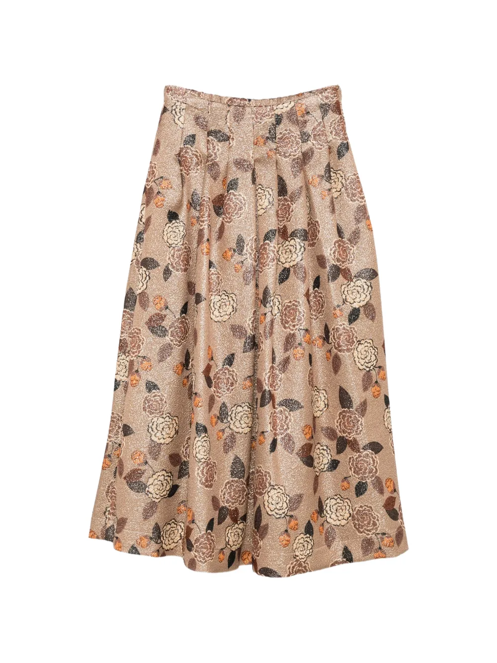 Siyu jupe longue plissée Dalia à fleurs en jacquard - Tons neutres