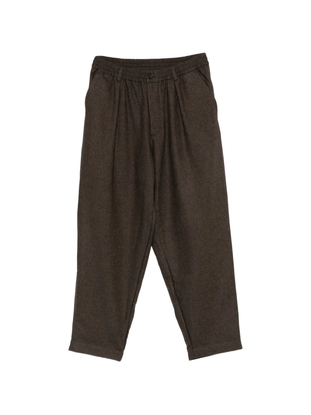 Universal Works Pleated Elasticated-waist Trousers In Brown