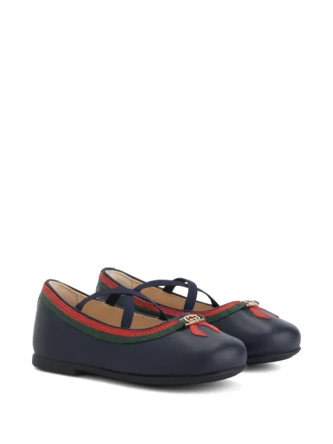Gucci Kids bailarinas con tribanda Web y lazo
