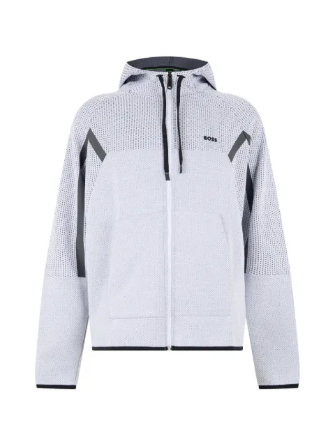 BOSS perforated-effect zip-up hoodie