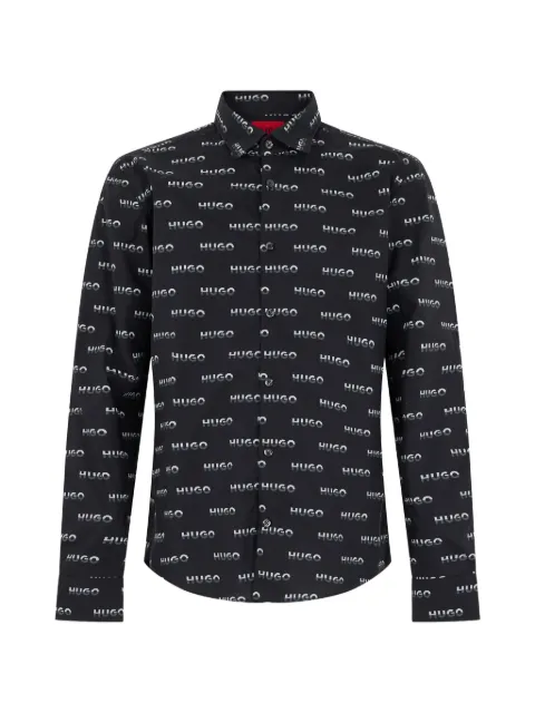 BOSS logo-print long-sleeved shirt