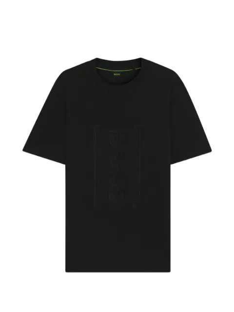 BOSS interlock-cotton T-shirt with mesh-print artwork