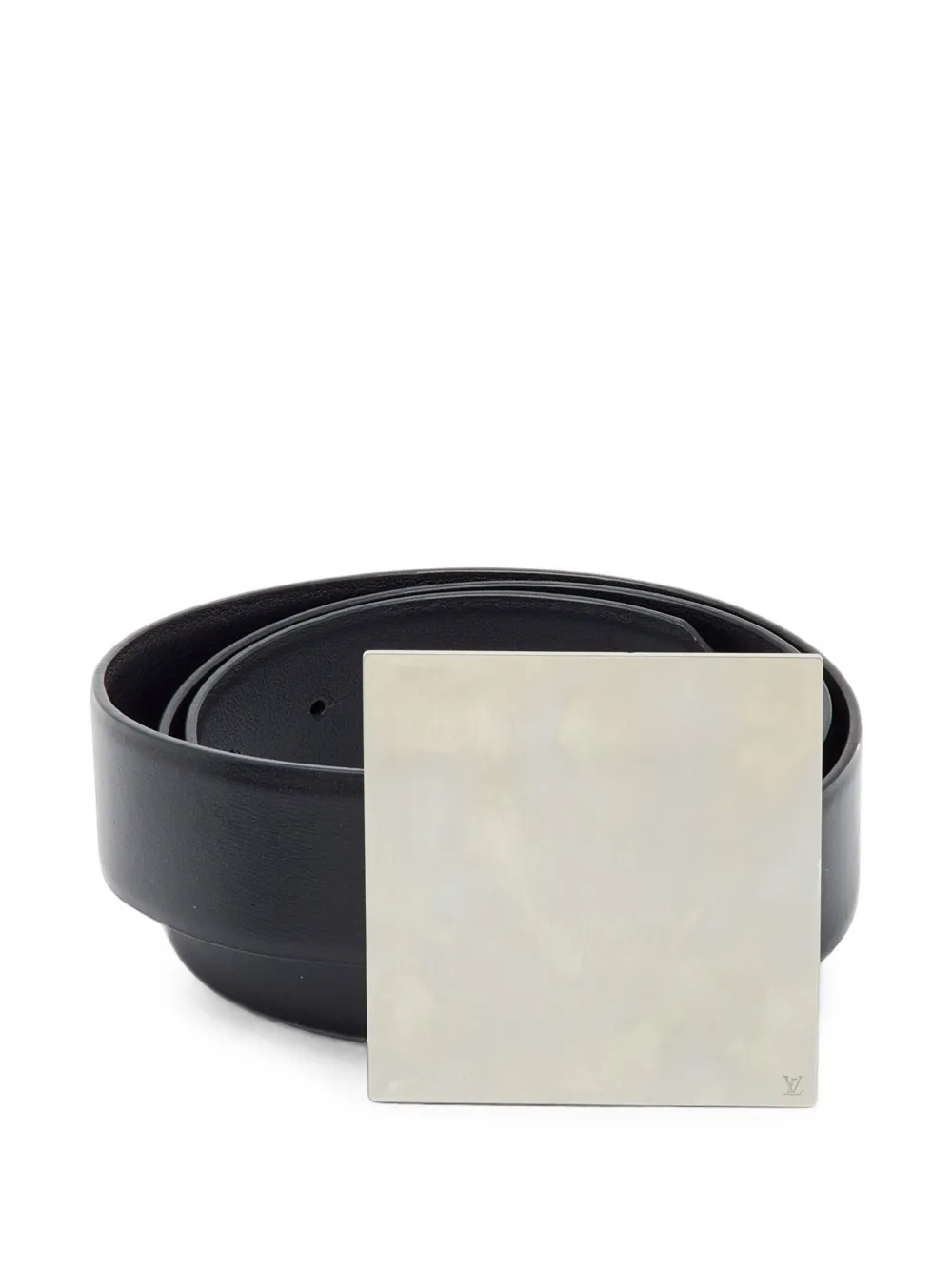 Pre-owned Louis Vuitton Inventeur Monogram Carved Waist Belt In Black