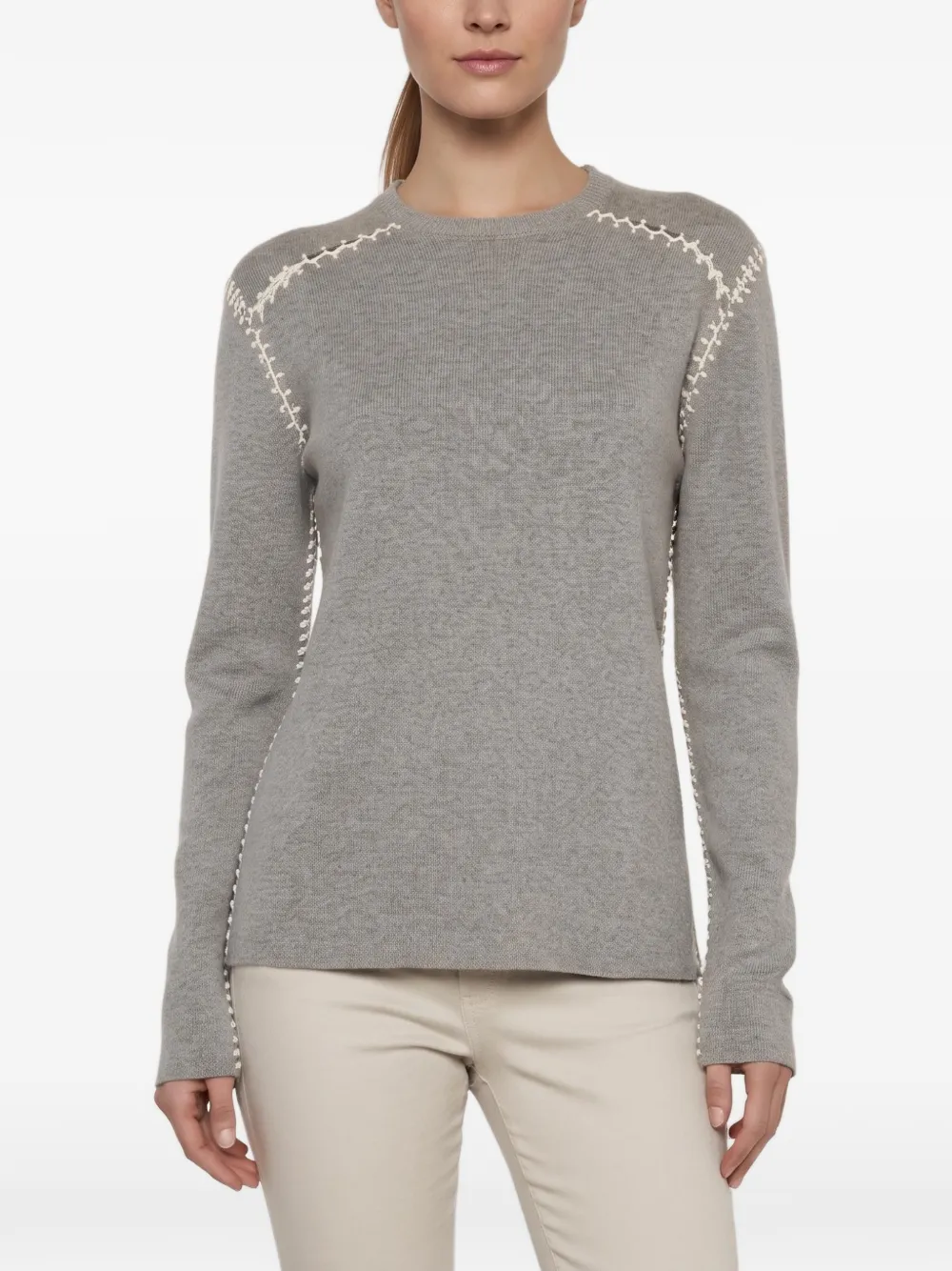 Chloé Pre-Owned whipstitch trim sweater - Grau