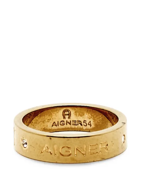Aigner Vintage crystal-embellished logo-engraved ring