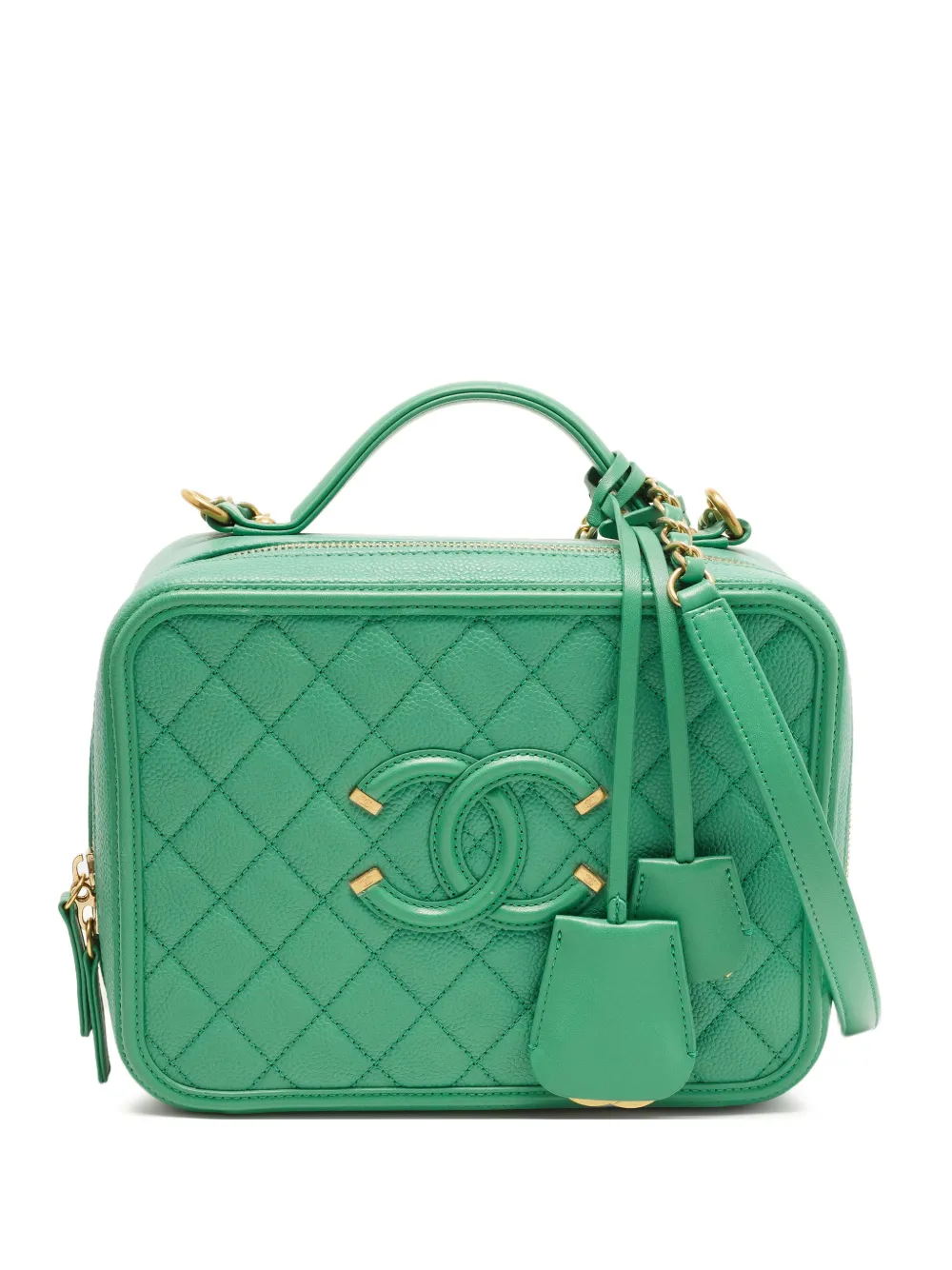 CHANEL Pre-Owned 2017-2018 large CC Filigree vanity case shoulder bag - Verde