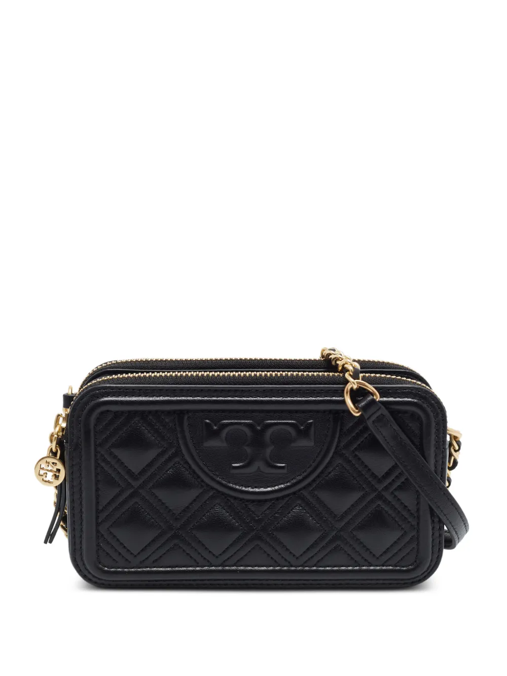 Tory Burch Mini Fleming Schultertasche mit Doppelreißverschluss - Schwarz