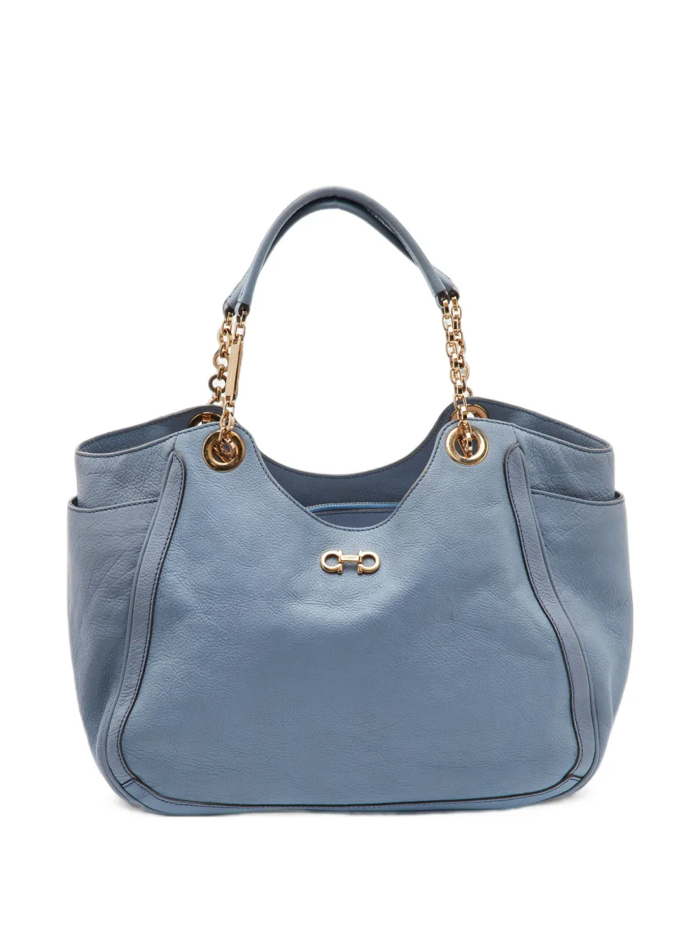 Ferragamo Pre-Owned cabas Gancini à bride en chaîne - Bleu Ferragamo Pre-Owned cabas Gancini à bride en chaîne - Bleu