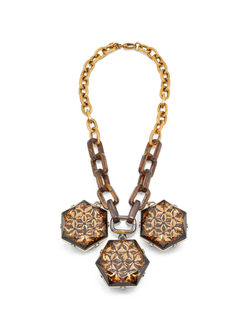 Gucci Pre-Owned hexagonal crystal-embellished necklace - Oro
