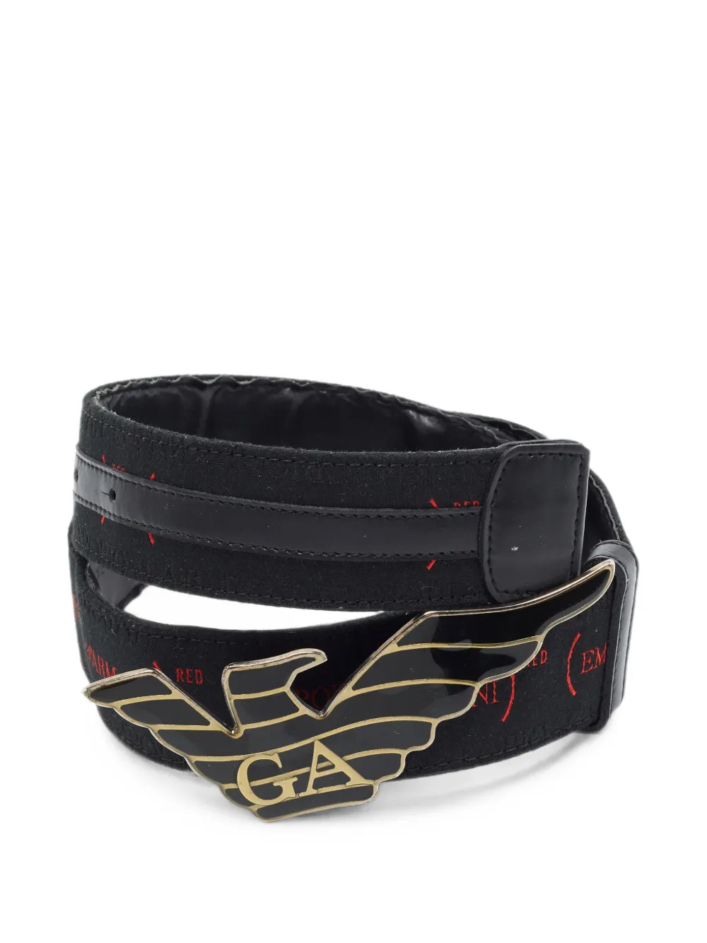 Emporio Armani Pre-Owned Gürtel mit Adler-Schnalle - Schwarz