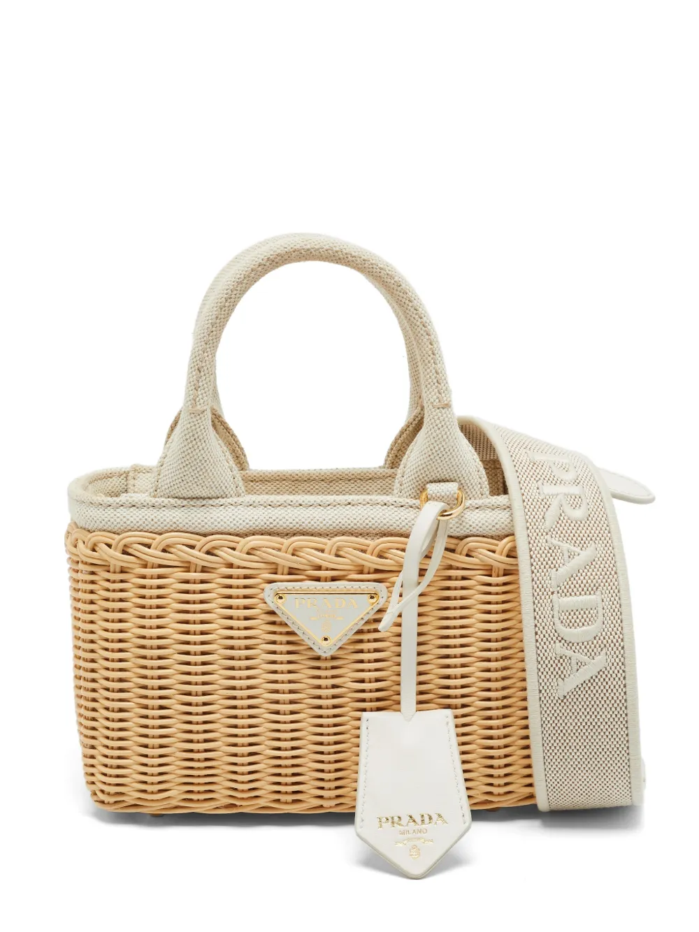 Prada Pre-Owned cabas Wicker Mini en toile - Tons neutres