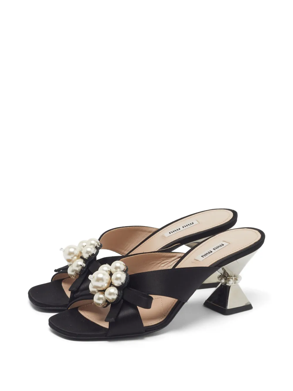 Miu Miu Pre-Owned Sandalen mit Perlenverzierung - Schwarz
