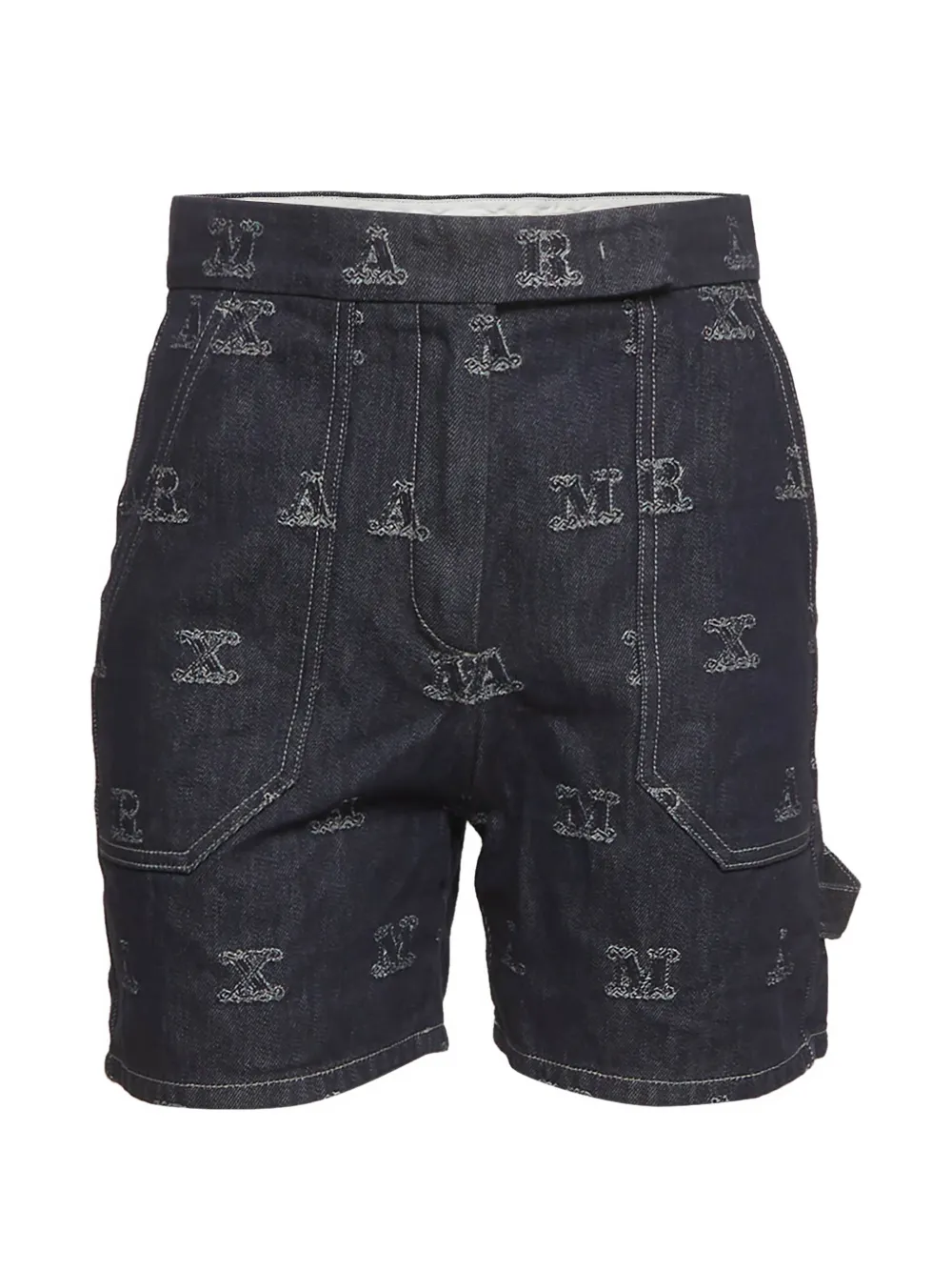 Max Mara short en jean à motif monogrammé - Bleu