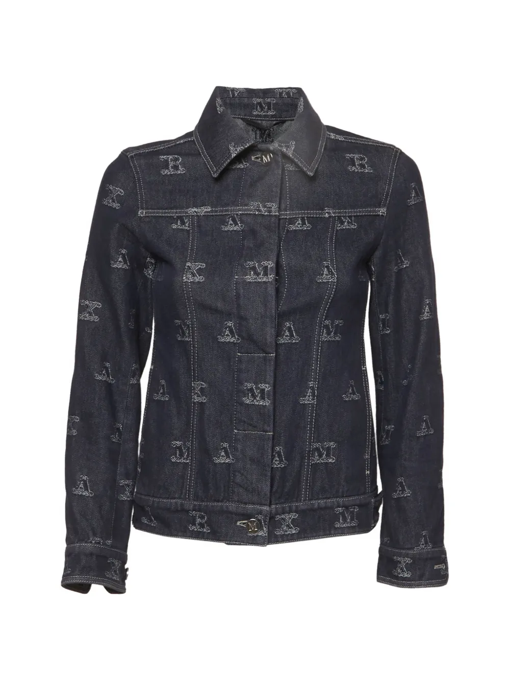 Max Mara veste en jean à motif monogrammé - Bleu